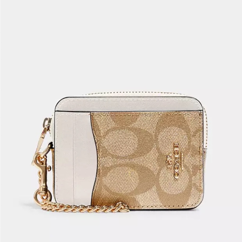 Coach Zip Card Case In Signature Canvas
